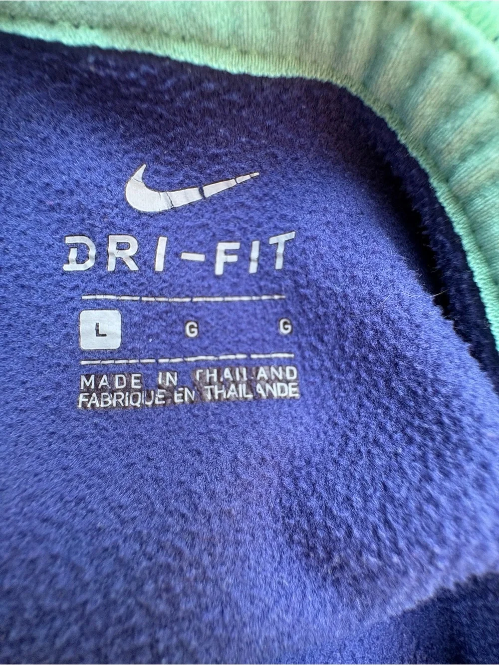 Nike Dri-FIT Women’s Large Blue Hoodie Pullover Neon Green Swoosh Athletic